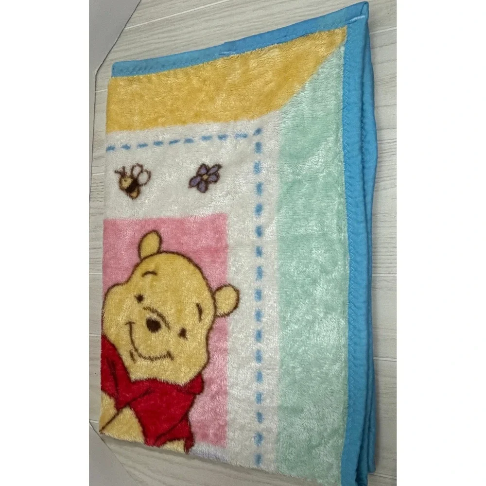 Disney Winnie the Pooh Piglet Baby Blanket Vintage Plush bees pink blue READ